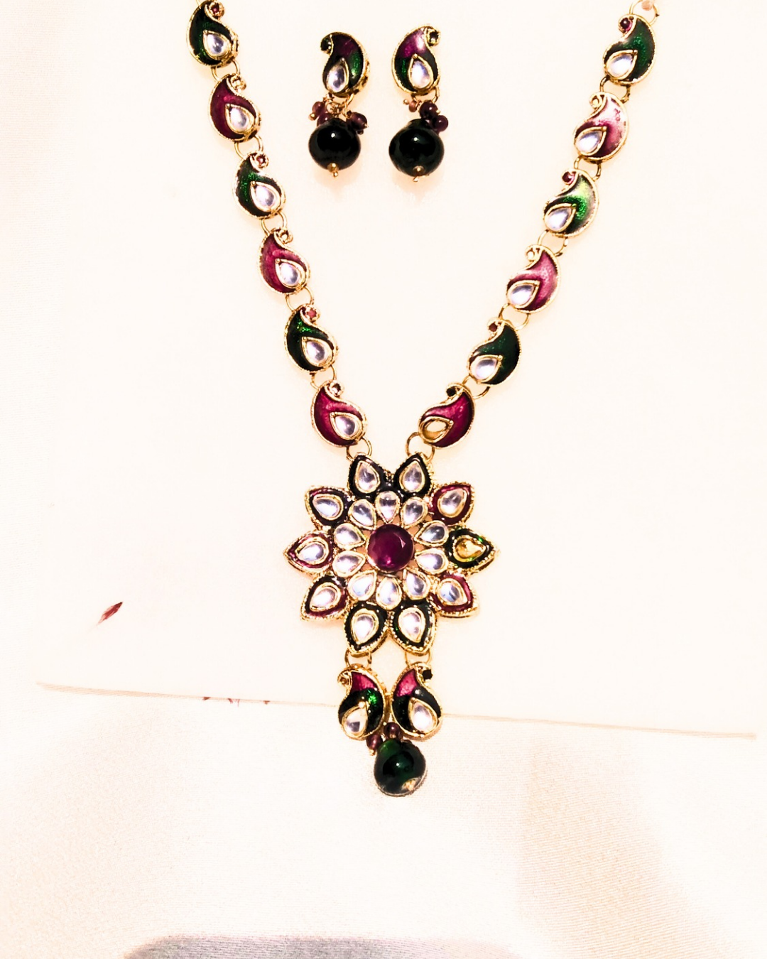 peacock kundan necklace