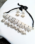Oxidised Silver Ghungroo Choker Set