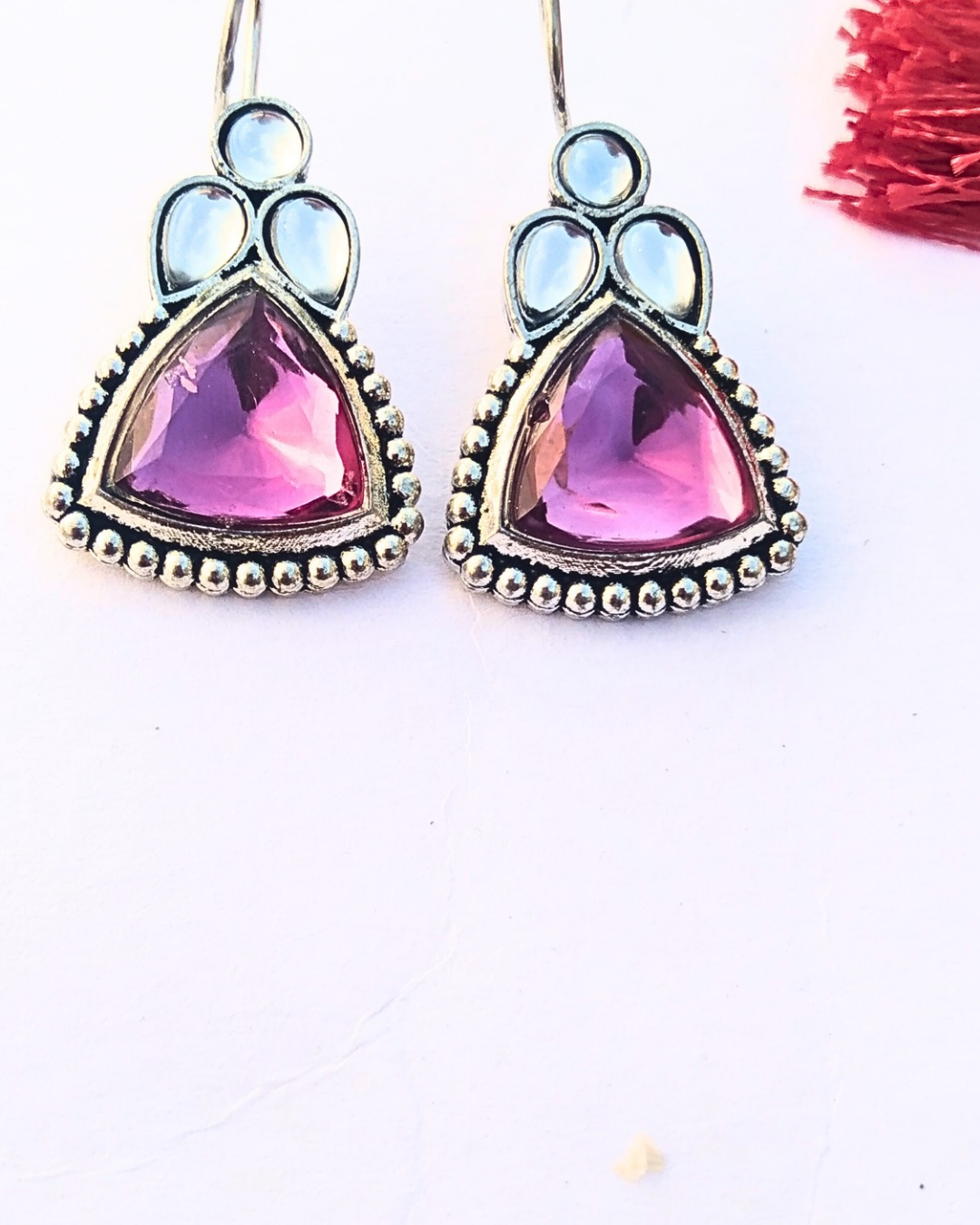 Pink Kundan Earrings