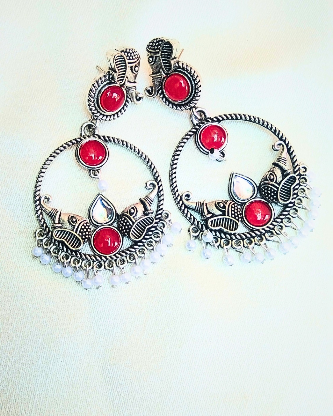 Red Oxidized Earrings